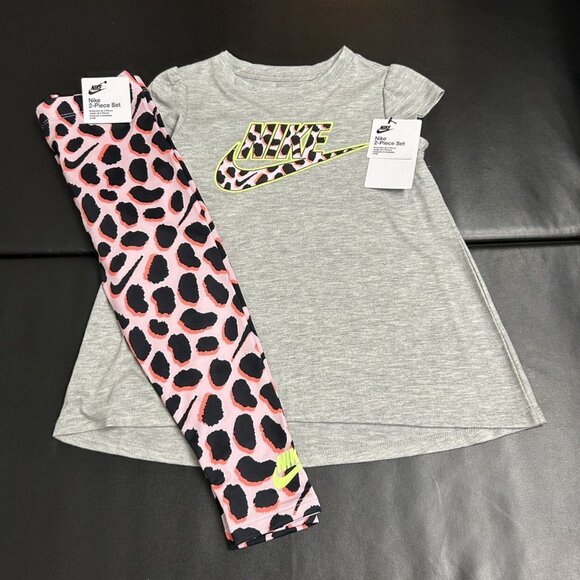 NWT Nike Leopard Print Leggings & Tunic Set Girls Size 5